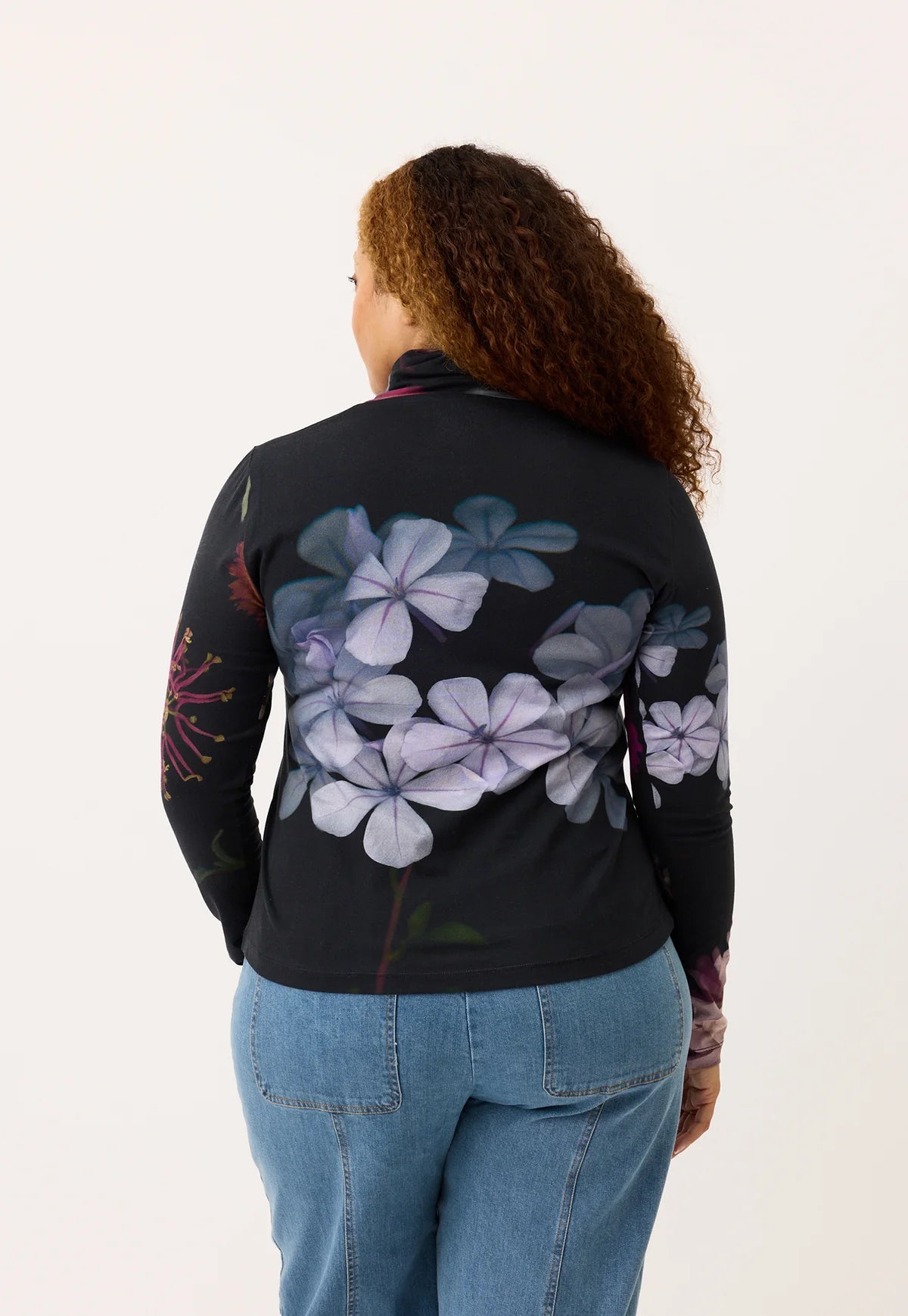 Nancybird Sundew cotton skivvy in Floratone print.