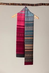 Eribe Alloa scarf in Velvet blues, reds and browns.