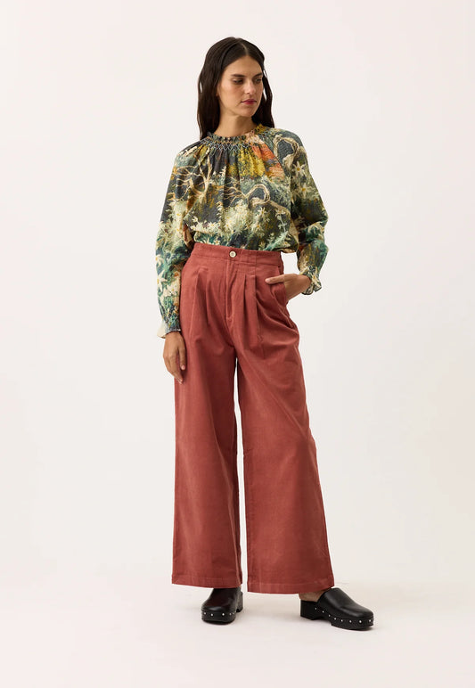 Nancybird cotton corduroy wide leg Niko pants in spice.