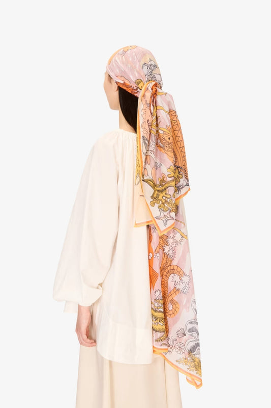 Inoui Editions cotton scarf sarong Fantastique powder.