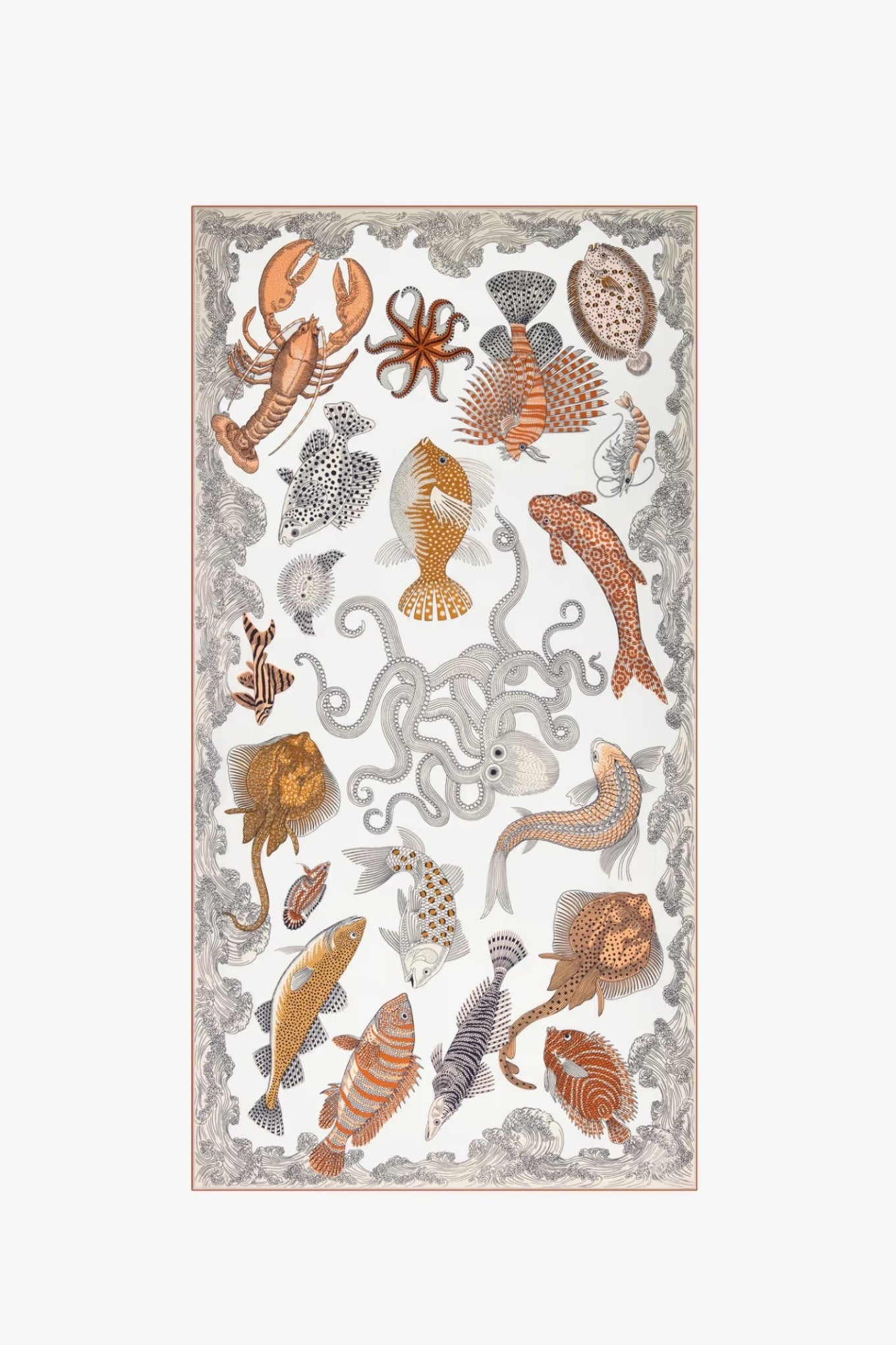 Inoui editions silk cotton scarf Poseidon in natural.