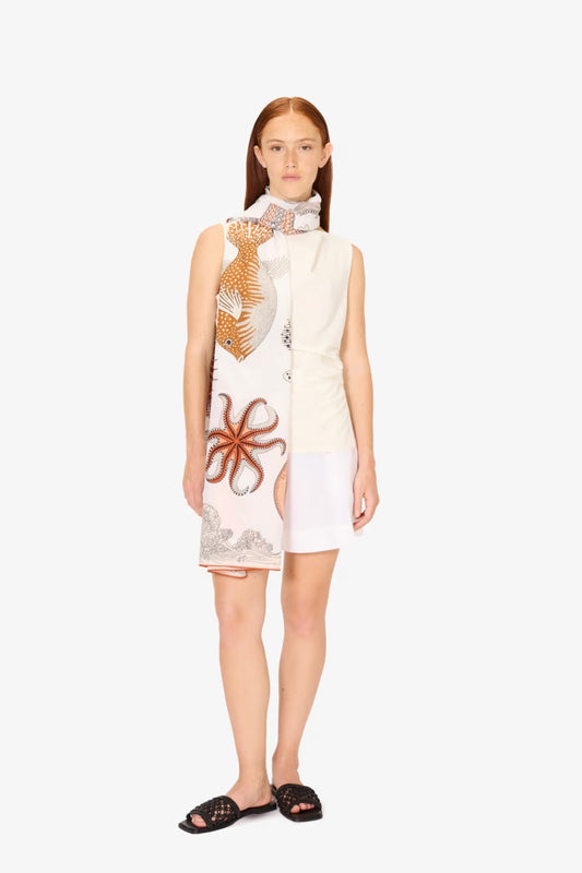 Inoui editions silk cotton scarf Poseidon in natural.