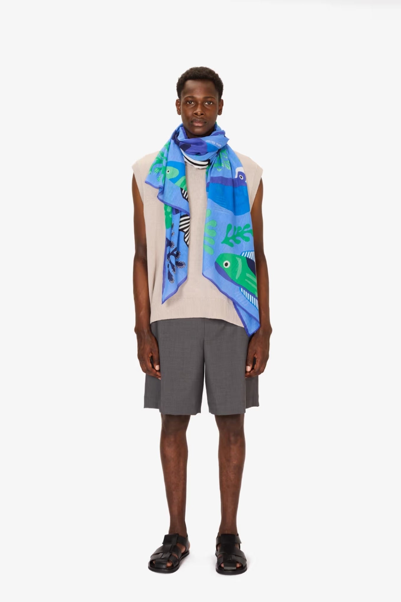 Inoui Editions cotton scarf sarong Splash navy.