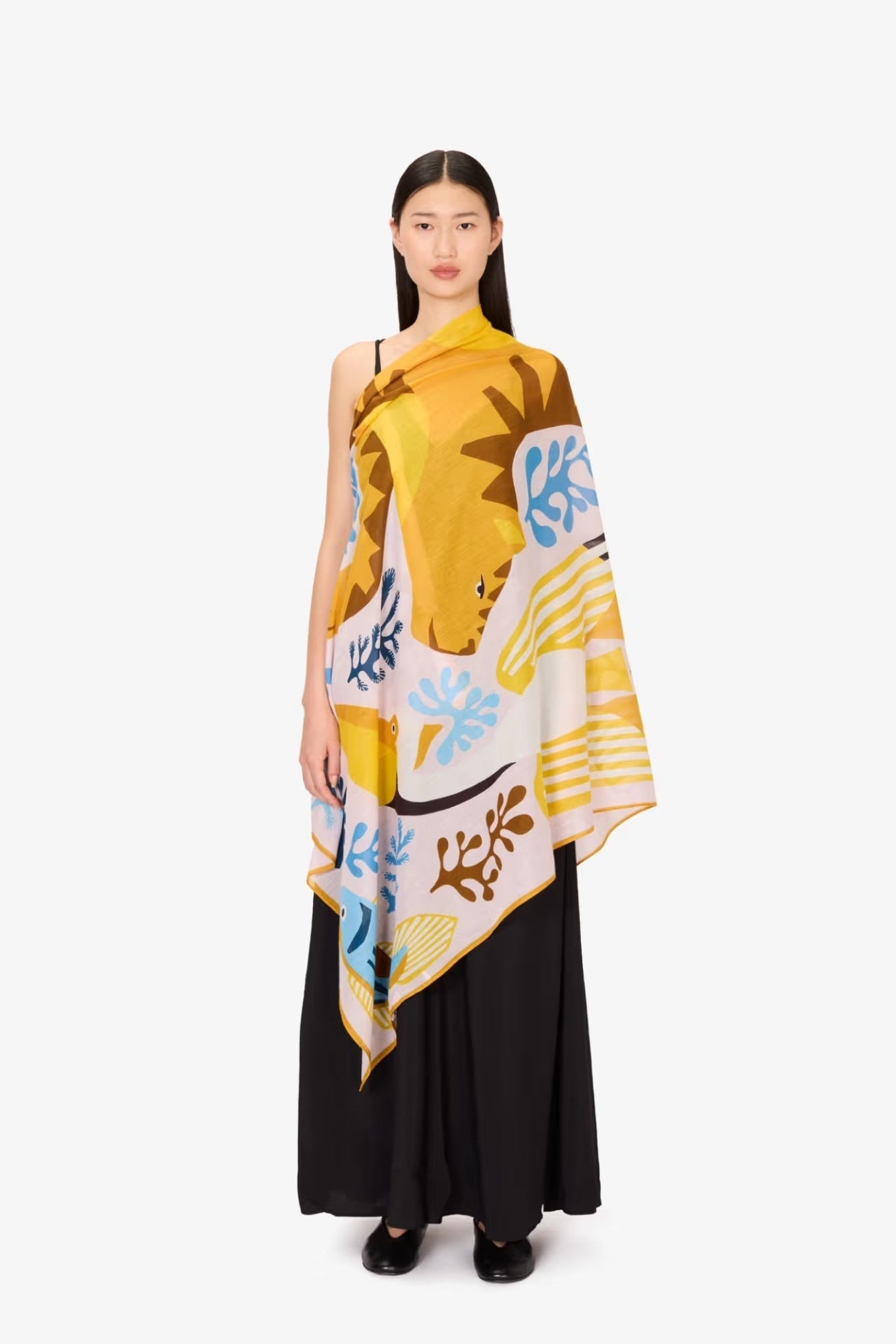 Inoui Editions cotton scarf sarong Splash navy.