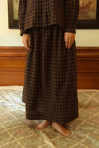 Dve Collection handloom cotton one size Isha skirt in brown and black check.