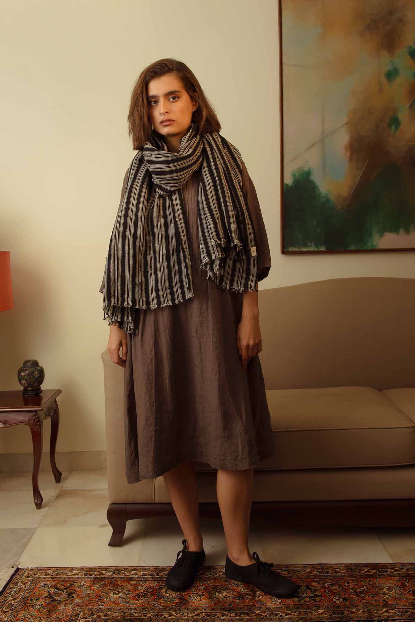 Dve linen scarf - stripe