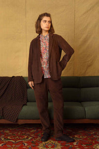 Dve Collection pull on elastic waist straight leg Rooma pants in brown cotton corduroy.t