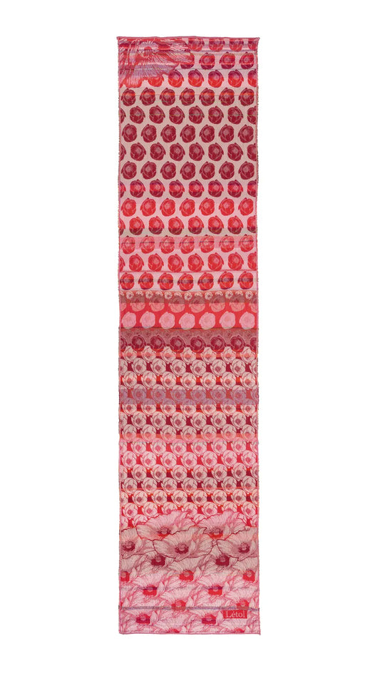 Letol organic cotton jacquard floral scarf Stephanie in Cocquelicot poppy red.