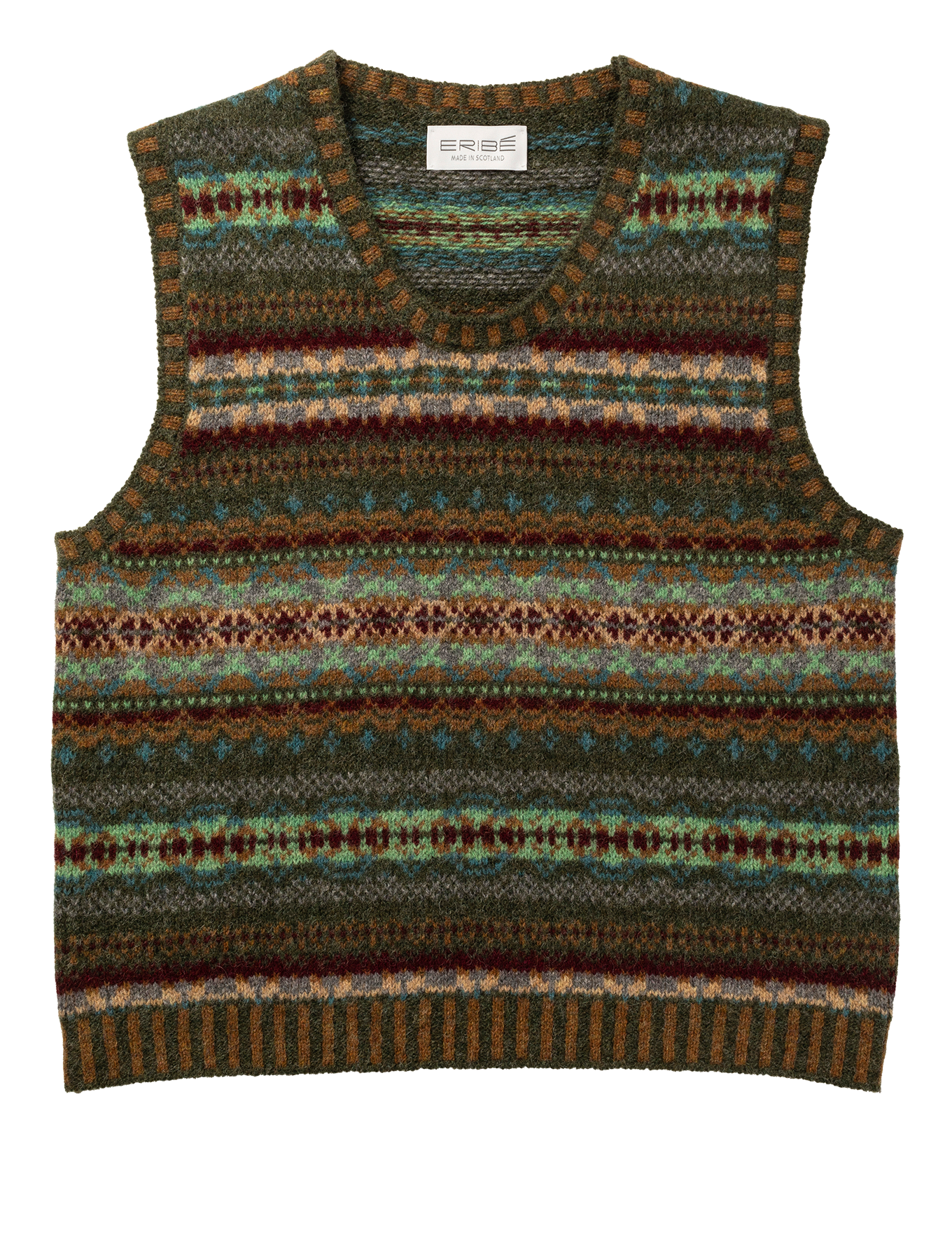 Eribe Westray fairisle vest in Aberfoyle.