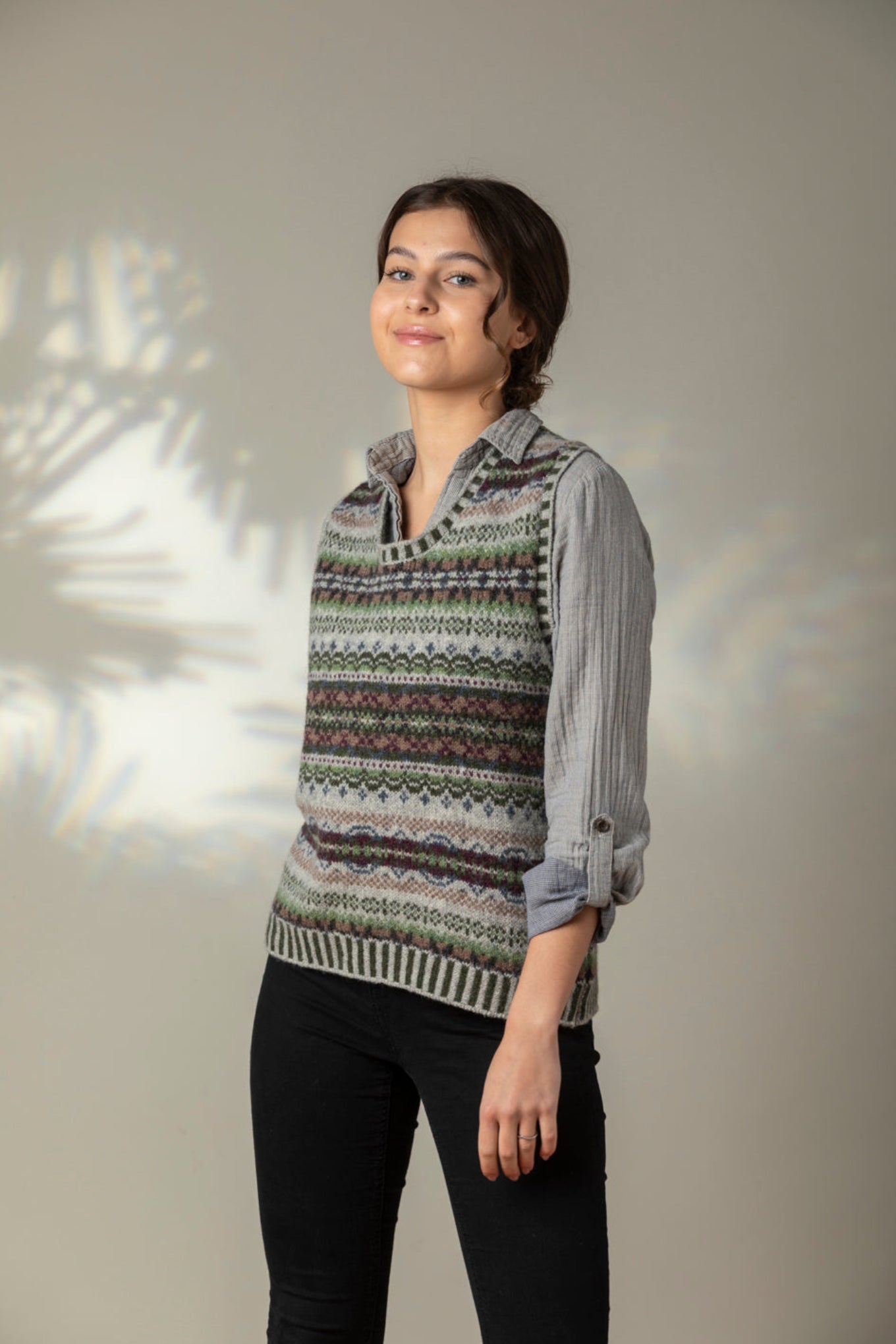 Eribe Westray fairisle vest in Glencoe.