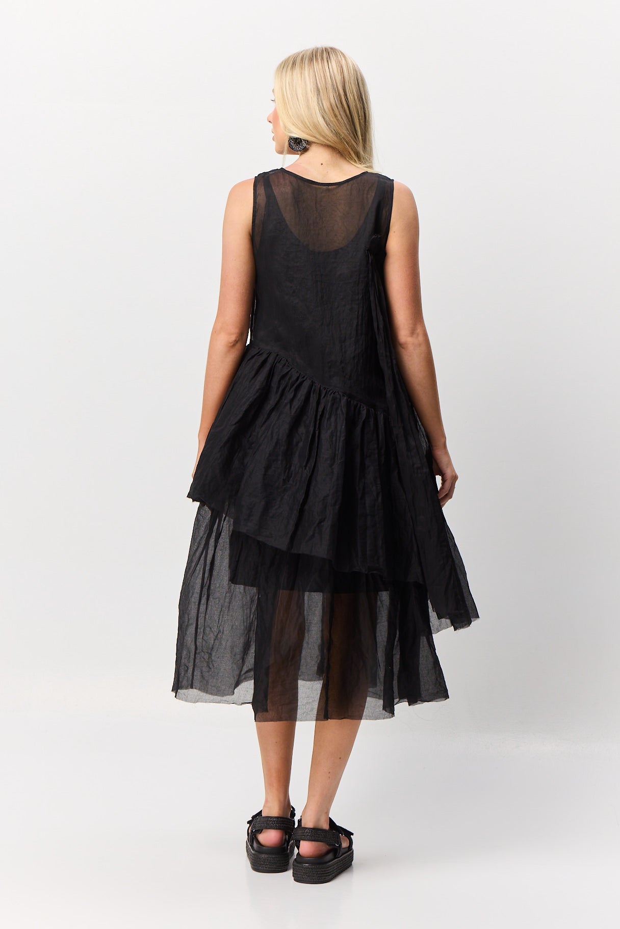 Valia Cinderella dress in black organic cotton organdy.