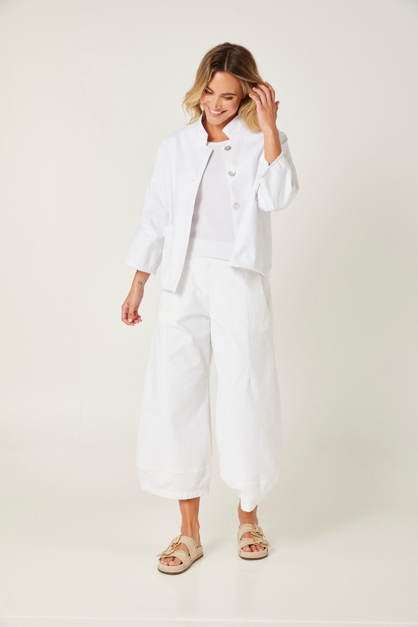 Valia made in Melbourne white denim jacket.