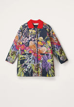 Load image into Gallery viewer, Nancybird organic cotton quilted trench coat Flora in blossom bouquet floral print.