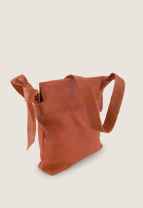 Nancybird Shiki leather tote bag in pumpkin tan leather and cotton print lining.