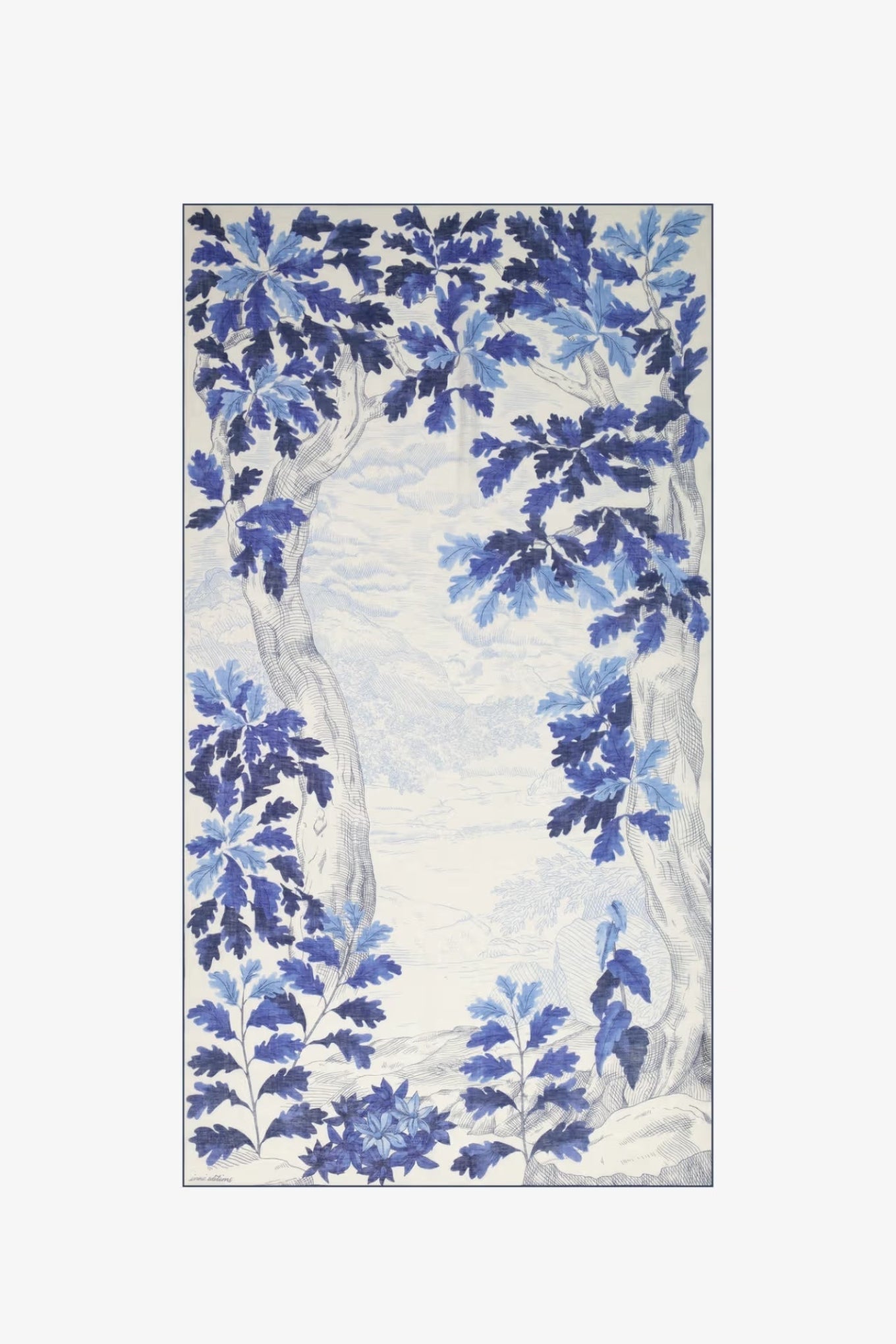 Inoui Editions cotton silk scarf Amboise blue.