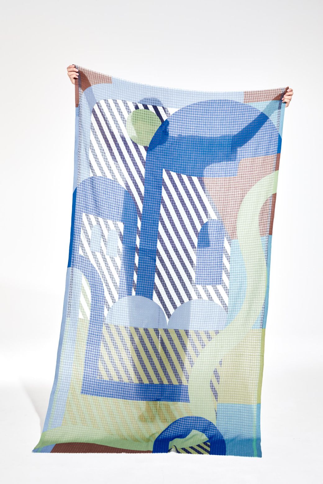 Ma Poesie Carte Postale fine handwoven cotton scarf in blue.