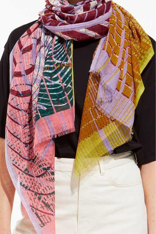 Ma Poesie silk cotton Cosmique scarf in multico.