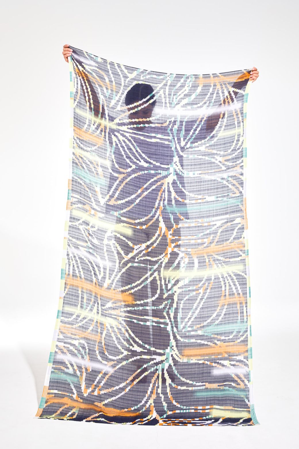 Ma Poesie Ivy cotton waffle weave scarf in deep ink navy.