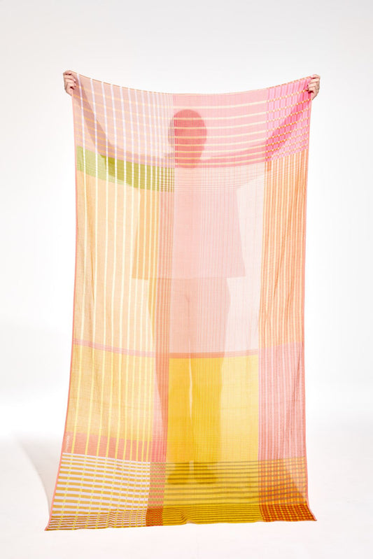 Ma Poesie Vibrant fine cotton scarf in citrine.
