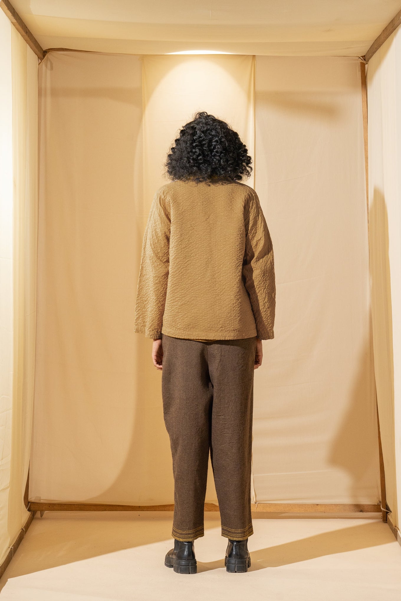 Dve hand quilted cotton Neha jacket in deep mustard.