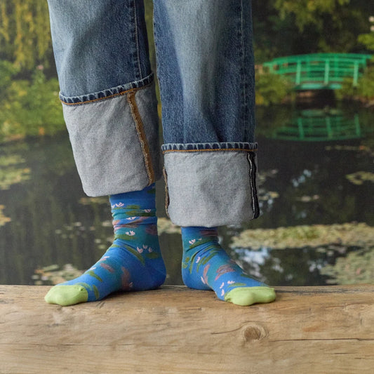 Bonne Maison socks - Monet's blue waterlilies