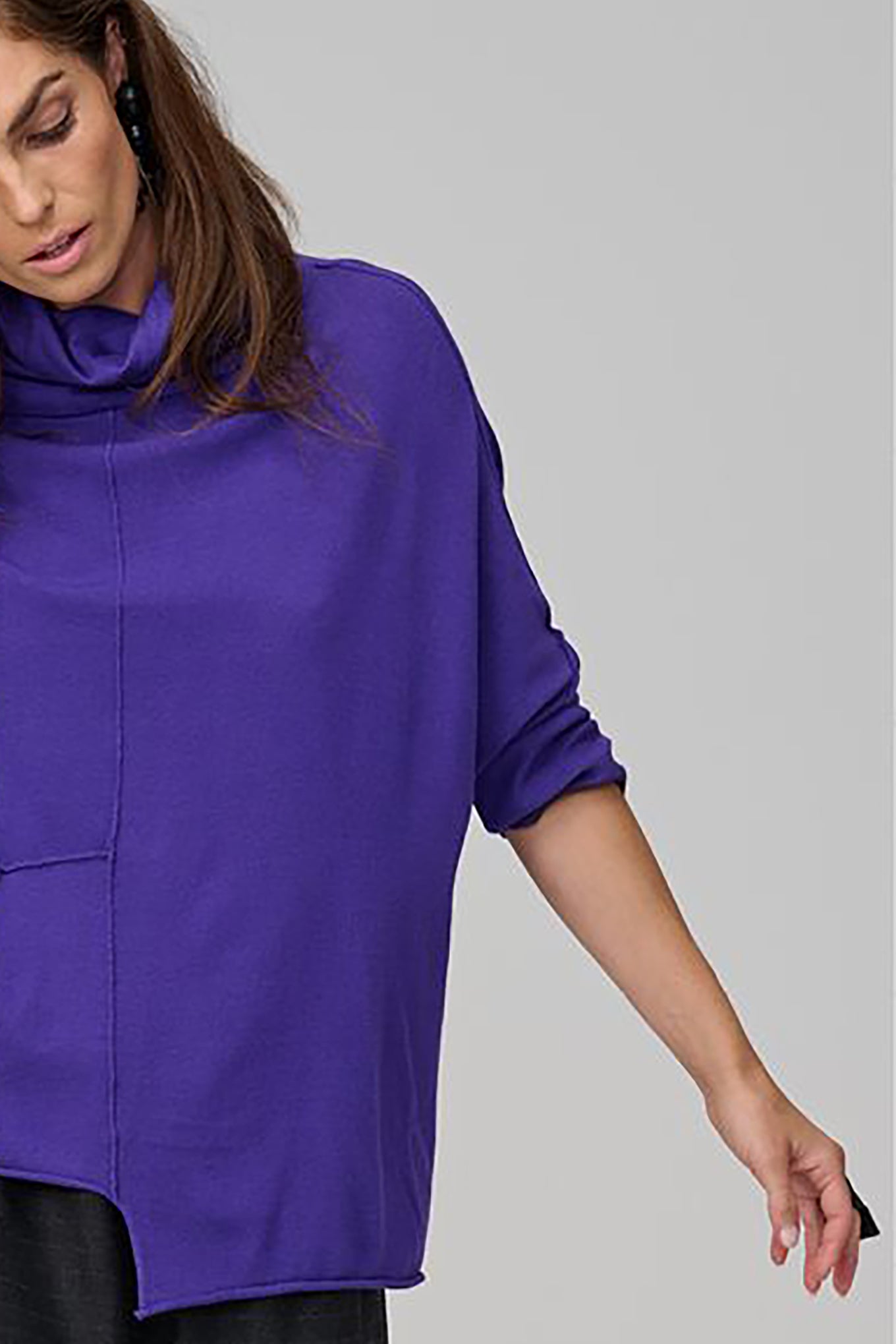 Banana Blue box pullover in purple.