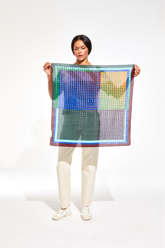 Ma Poesie small square bandana scarf Panache in dark green.