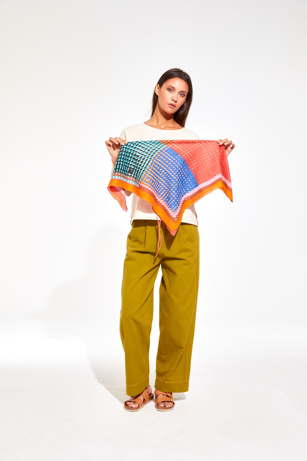 Ma Poesie small square bandana scarf Panache in multico.