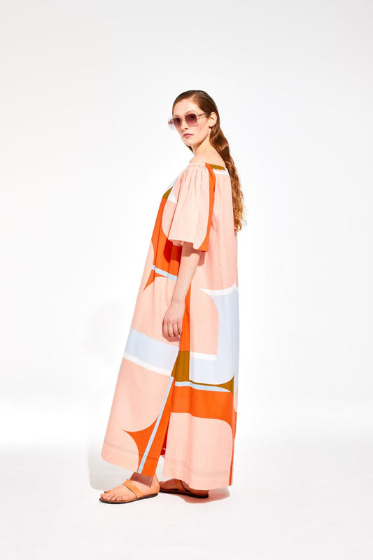 Ma Poesie Palao loose long maxi dress in Chance orange print.