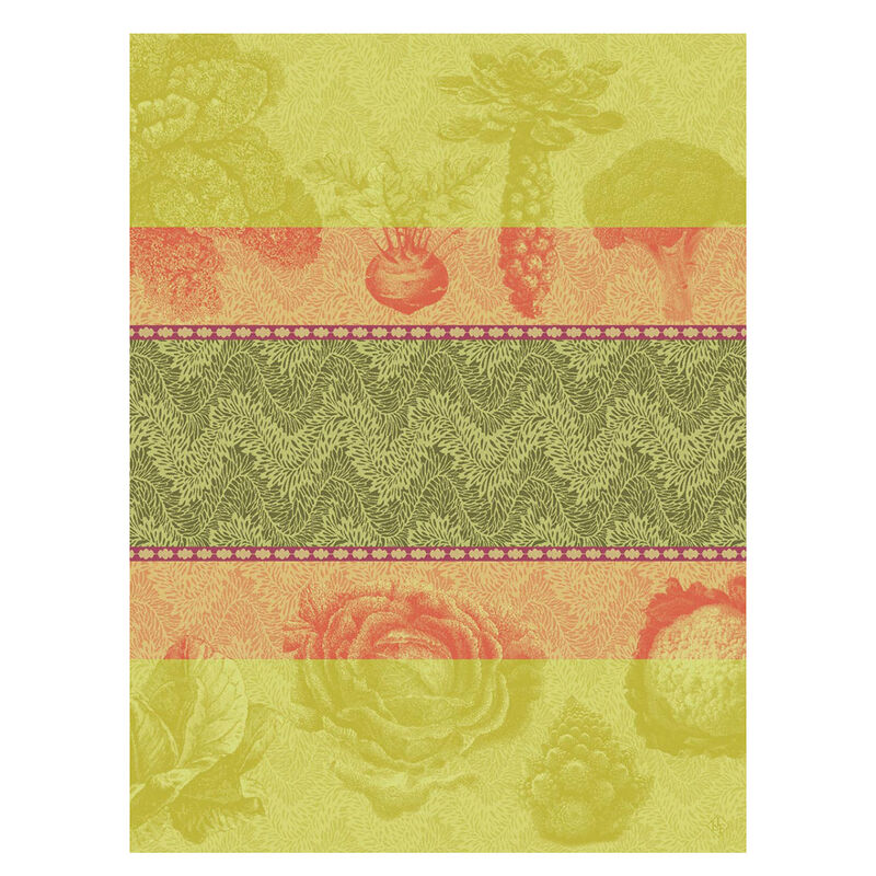Le Jacquard Francais jardins des choux cabbages pure cotton tea towel in green.