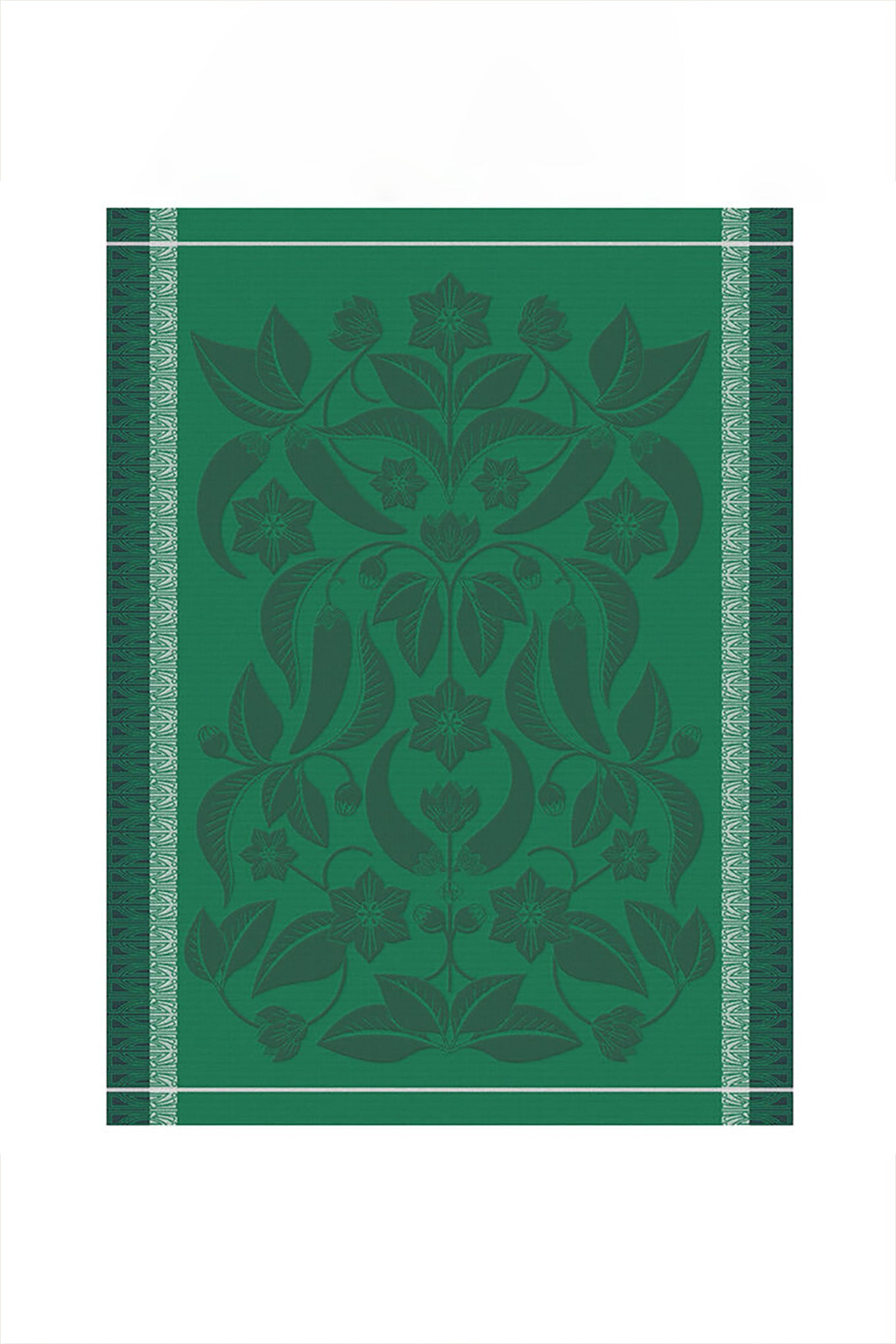 Made in France cotton tea towel piments in green, Le Jacquard Francais.
