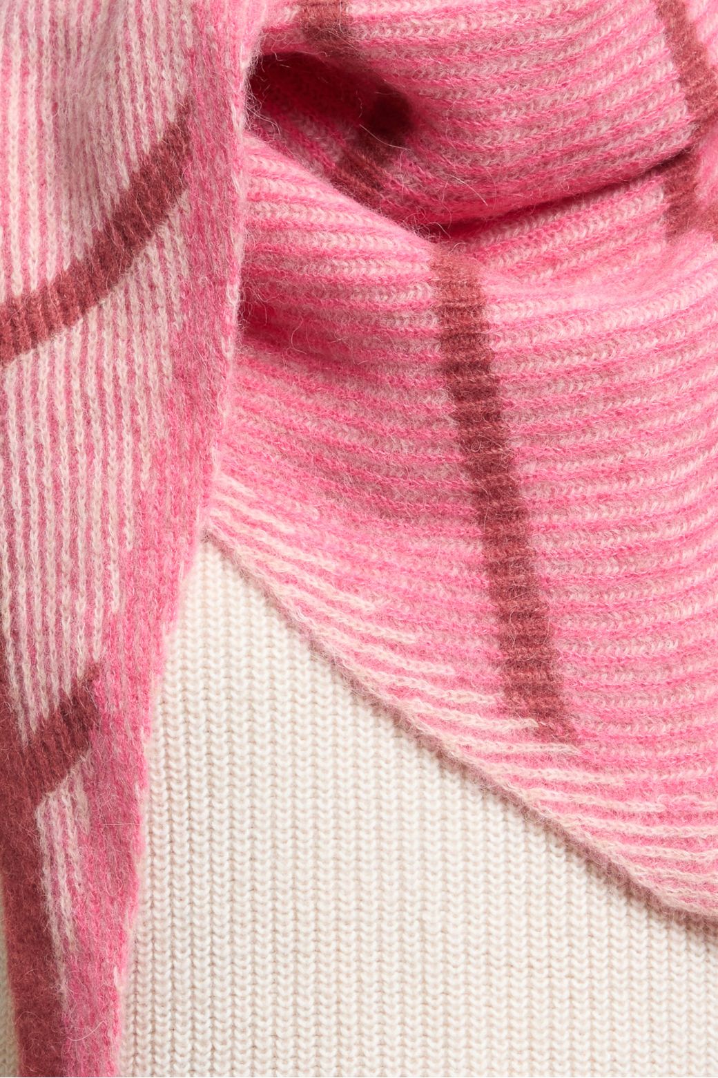 Ma Poesie Hind triangle scarf in pink baby alpaca blend.
