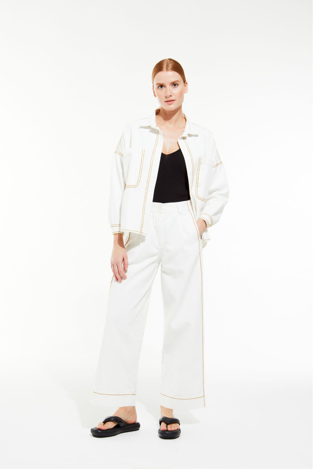 Ma Poesie 100% cotton one size jacket Jacky Dune in natural white.
