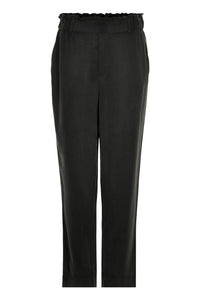 Noa Noa black skimpy length black trousers pants, cupro and viscose, elastic waist.
