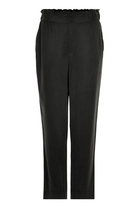 Noa Noa black skimpy length black trousers pants, cupro and viscose, elastic waist.