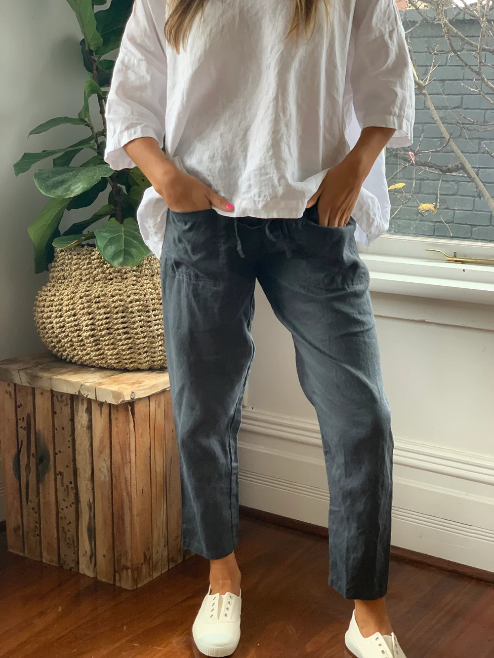 Frockk Jessie linen pants - charcoal