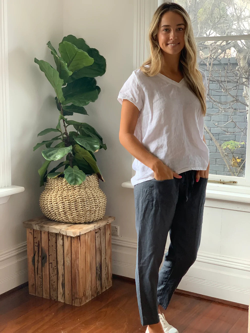 Frockk Jessie linen pants - charcoal