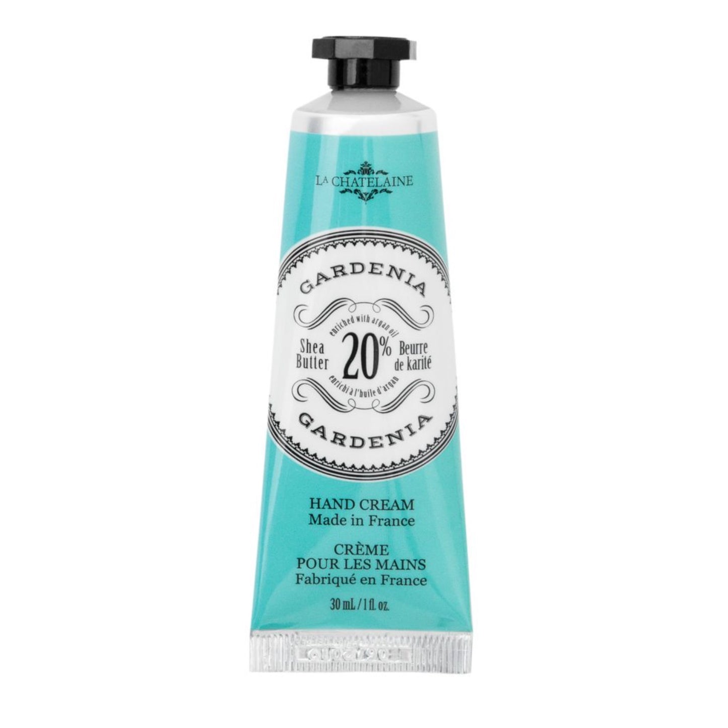La Chatelaine 30g shea butter gardenia hand cream.