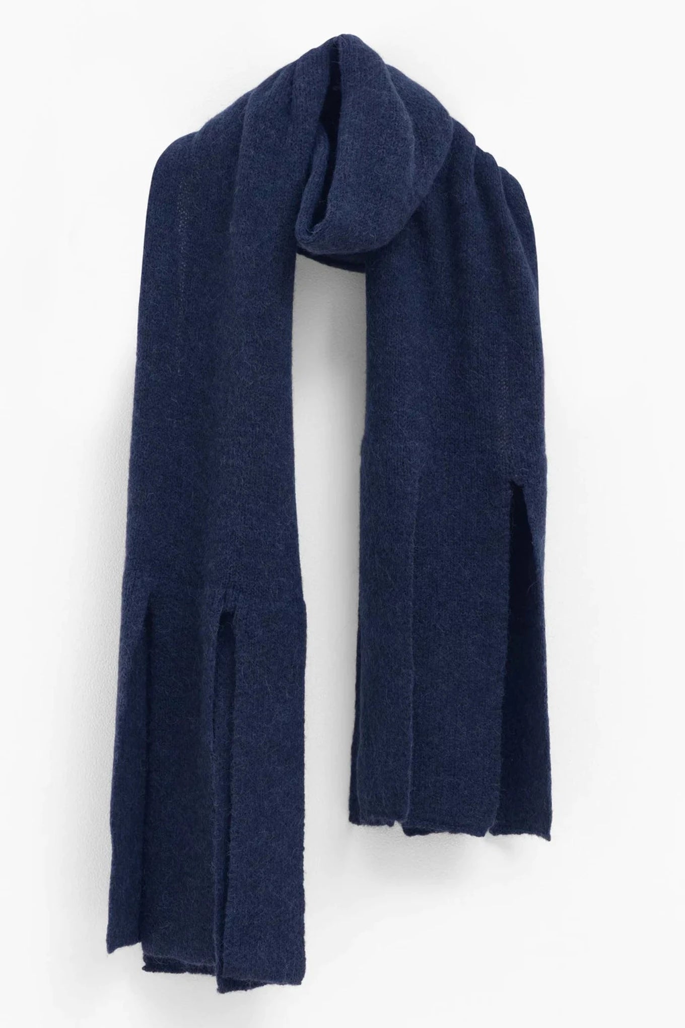 Elk the Label Agna fringe scarf alpaca blend in steel blue.