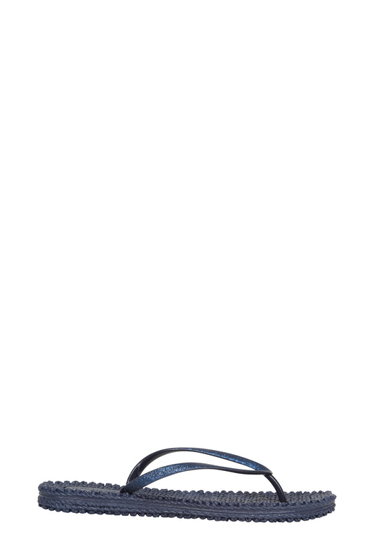 Ilse Jacobsen Cheerful glitter flip flops in deep indigo navy blue.