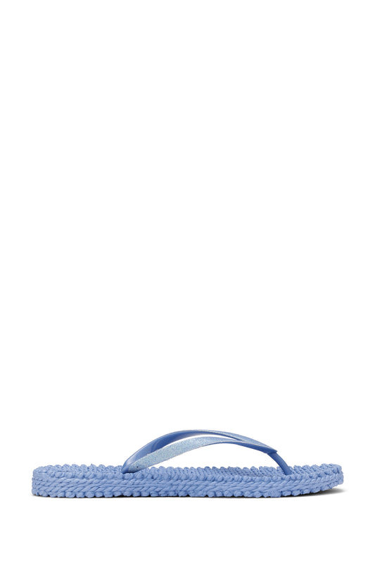 Ilse Jacobsen Cheerful glitter flip flops in light regatta blue.