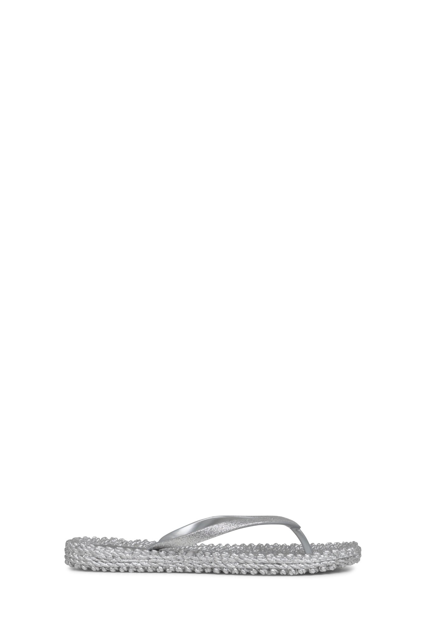 Ilse Jacobsen Cheerfuls flip flops rubber thongs with glitter straps in silver.