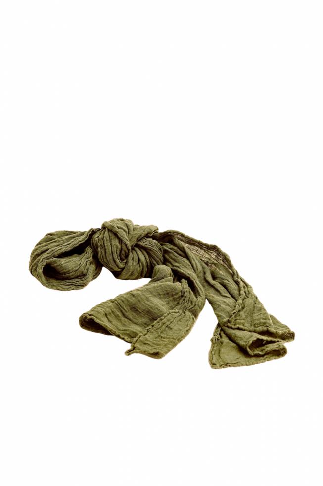Couleur Chanvre pure hemp made in France carre long scarf in khaki olive green