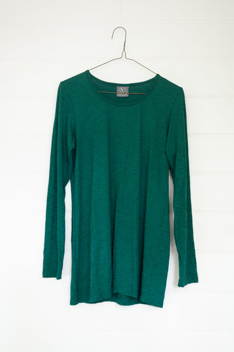 Valia classic basic made in Melbourne wool jersey knit crew neck in myrtle green.