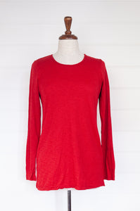 Valia classic basic made in Melbourne wool jersey knit crew neck in shiraz red.