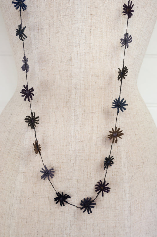 Sophie Digard embroidered wool necklace in Anthr/Bantry rich wintery tones.