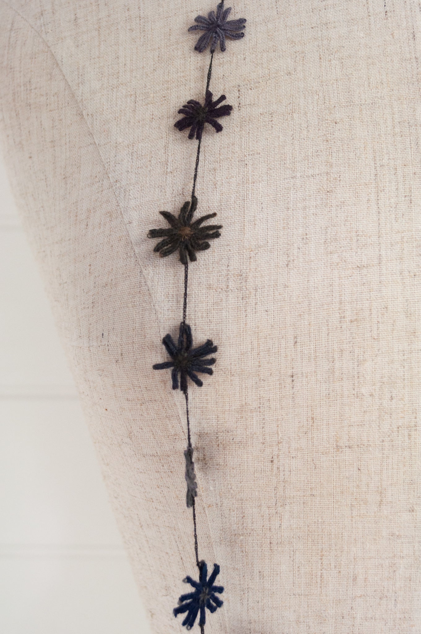 Sophie Digard embroidered wool necklace in Anthr/Bantry rich wintery tones.