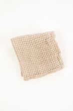 Load image into Gallery viewer, Waffle weave pure linen wash cloth face cloth. In natural colour.