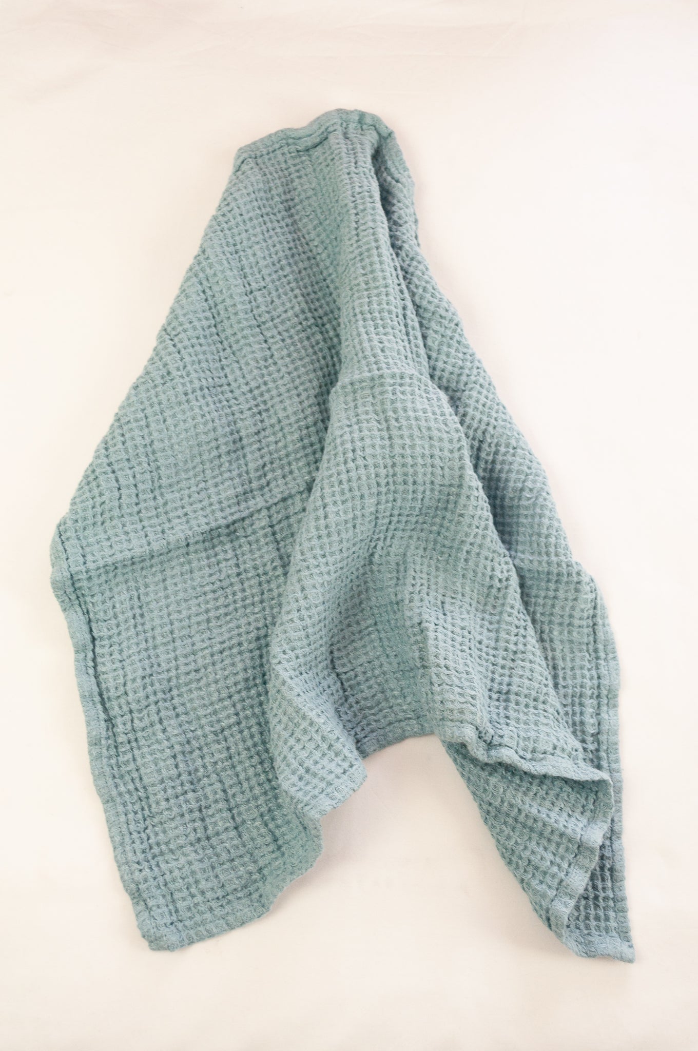 Waffle weave pure linen hand towel, made in Lithuania. In steel blue.