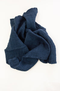 Waffle weave pure linen hand towel, made in Lithuania. In charcoal grey.